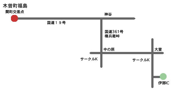 伊那インターからの案内図